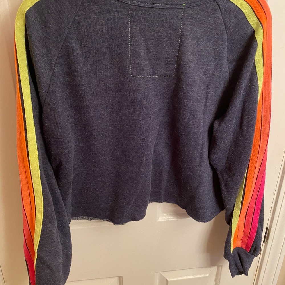 Aviator Nation Bolt Embroidery Crop Sweatshirt L